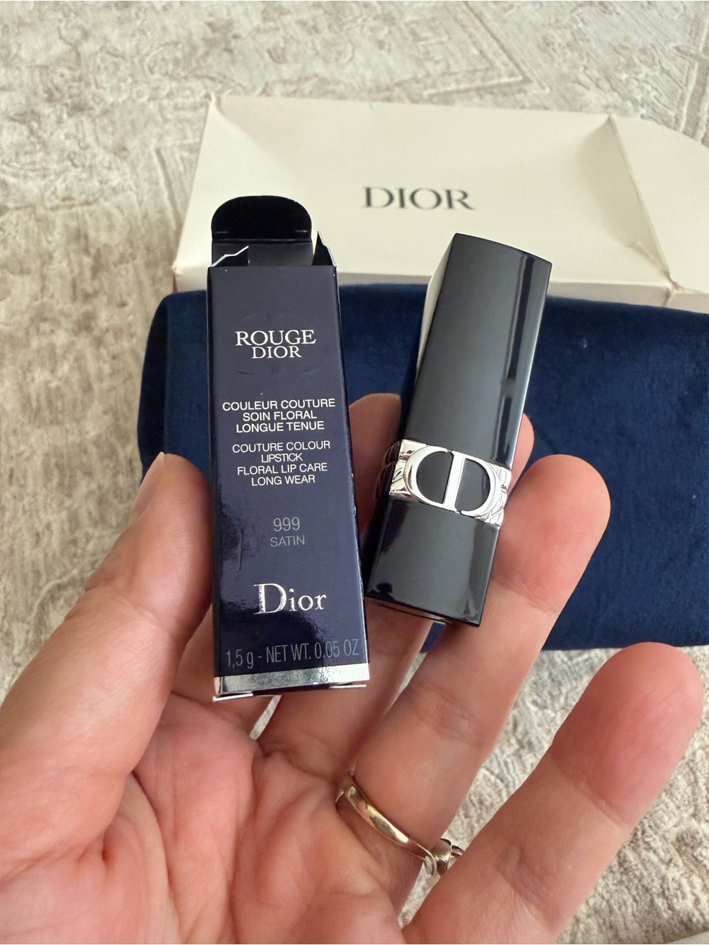 Dior 3-Piece Beauty Gift Set Velvet Pouch Rouge Dior 999 & J’adore Mini - Picture 3 of 8